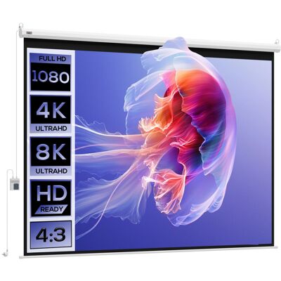 HOMCOM Beamer Leinwand 203 x 152 cm 100 Zoll 4:3 HD 4K Projektionsleinwand Elektrische Motor Leinwand mit Fernbedienung für Heimkino oder Präsentationen Aosom HOMCOM Beamer Leinwand 203 x 152 cm 100 Zoll 4:3 HD 4K Projektionsleinwand Elektrische Motor Leinwand mit Fernbedienung für Heimkino oder Präsentationen Aosom