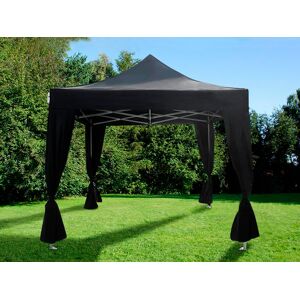 Dancover Faltzelt Faltpavillon Wasserdicht FleXtents PRO Steel 3x3m Schwarz, mit 4 Gardinen