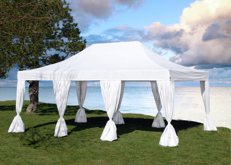 Dancover Faltzelt Faltpavillon Wasserdicht FleXtents PRO 4x6m Weiß, mit 8 Gardinen