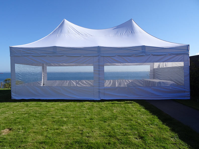 Dancover Faltzelt Faltpavillon Wasserdicht FleXtents PRO Peak Pagoda 4x8m Weiß, mit 6 Seitenwänden