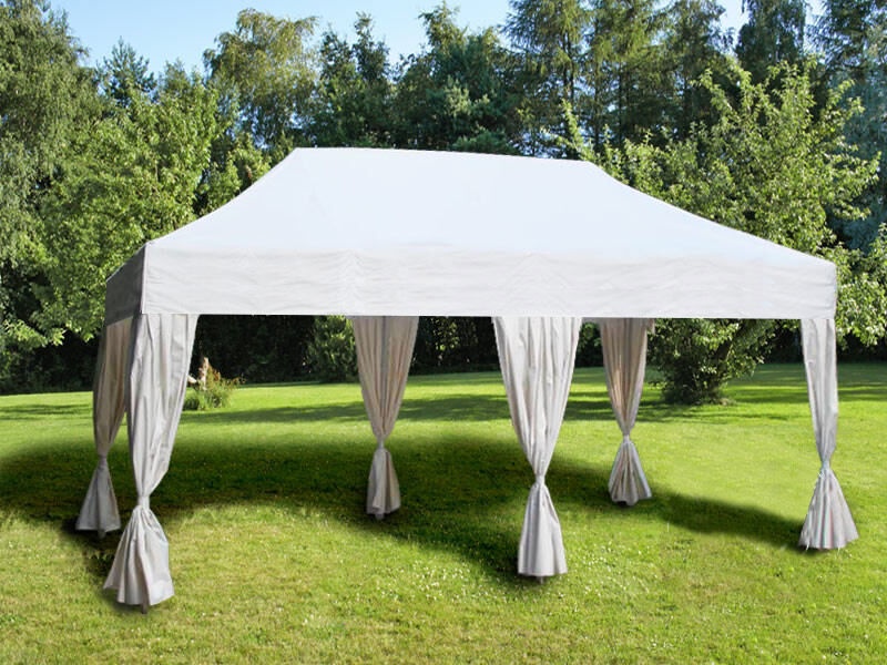 Dancover Faltzelt Faltpavillon Wasserdicht FleXtents Steel 3x6m Weiß, mit 6 Gardinen