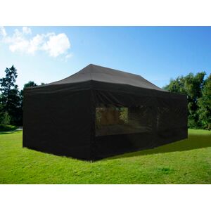 Dancover Faltzelt Faltpavillon Wasserdicht FleXtents PRO Steel 4x8m Schwarz, mit 6 Seitenwänden