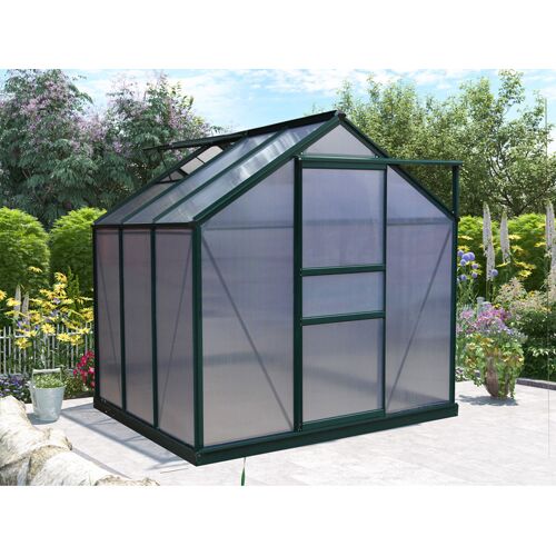 Dancover Polycarbonat-Gewächshaus 3,64m², 1,9x1,92x2,01m mit Sockel, Grün