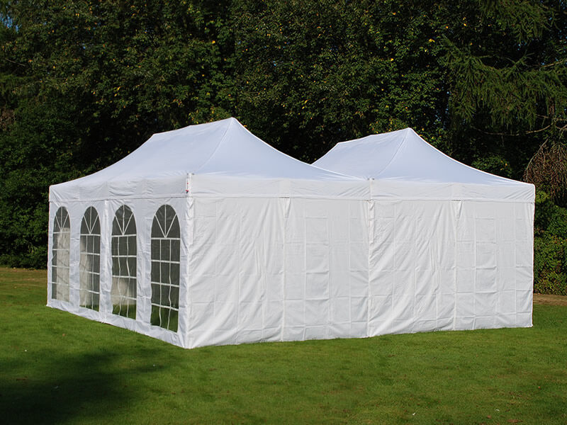 Dancover Faltzelt Faltpavillon Wasserdicht FleXtents Steel 6x6m Weiß, inkl. 8 Seitenwände