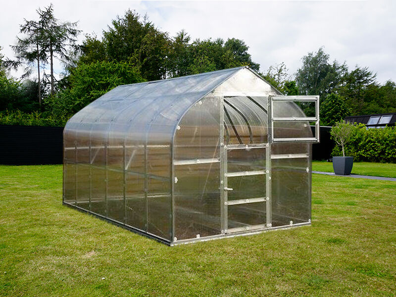 Dancover Gewächshaus Polycarbonat TITAN Dome 320, 10m², 2,5x4m, Silber