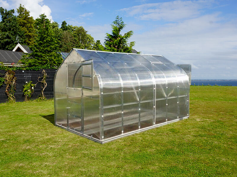 Dancover Gewächshaus Polycarbonat TITAN Dome 320, 15m², 2,5x6m, Silber