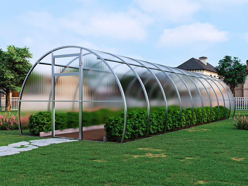 Dancover Gewächshaus aus Polycarbonat, Strong NOVA 30m², 3x10m, Silber