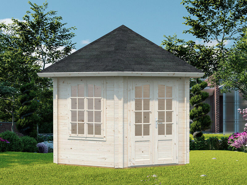 Dancover Holzpavillon mit Boden, 3,03x3,03x3,36m, 7,6m², Natur