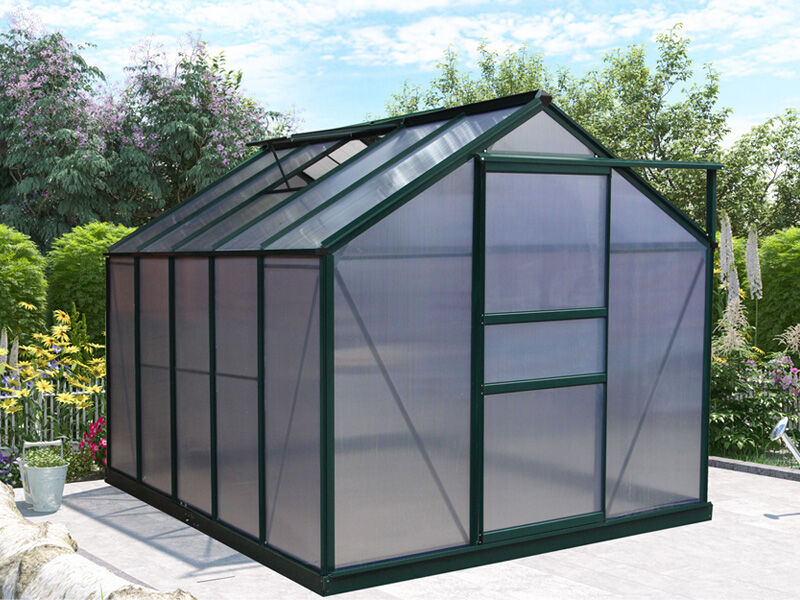 Dancover Polycarbonat-Gewächshaus 5,92m², 1,9x3,12x2,01m mit Sockel, Grün