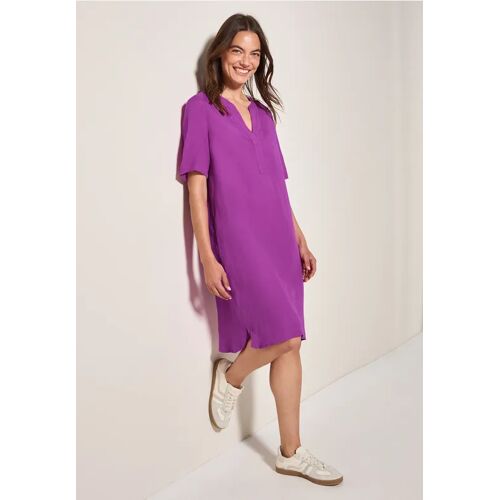 Cecil / Split Neck Leinenmix Kleid - magenta lacquer / Pink / 55% Leinen/45% Viskose / XXL L XS M S