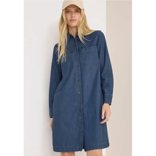 Cecil / Denim-Look Kleid - mid blue wash / Blau / 58% Lyocell/42% Baumwolle / M L XXL XS S XL