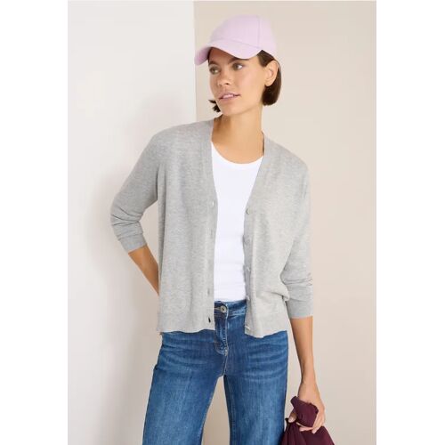 Cecil / V-Neck Cardigan - chalk grey melange / Grau / 60% Baumwolle/40% Viskose / XXL M XL 3XL L