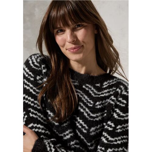 Cecil / Kuscheliger Jaquard Pullover - Black / Schwarz / 68% Polyester/32% Baumwolle / XL L XXL S M
