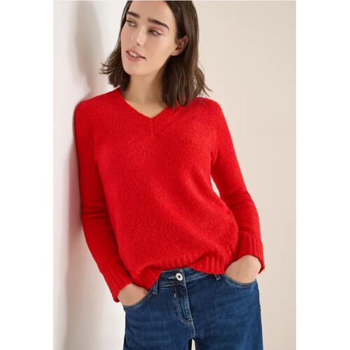 Cecil / Bouclé V-Neck Pullover - pumkin orange / Orange / 79% Polyester/19% Baumwolle/2% Elasthan / M XXL S L XS XL