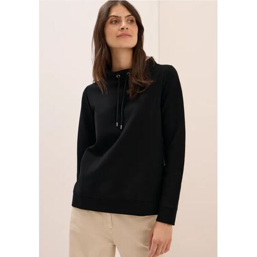 Cecil / Funnel Neck Strukturshirt - Black / Schwarz / 80% Baumwolle/17% Polyester/3% Elasthan / XXL L M XS S