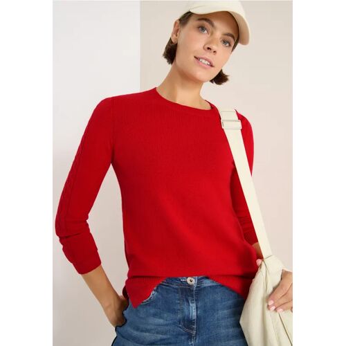Cecil / Pullover mit Strickdetail - fiery red / Rot / 37% Baumwolle/34% Polyacrylic/26% Polyester/3% Elasthan / S XS M XXL XL L