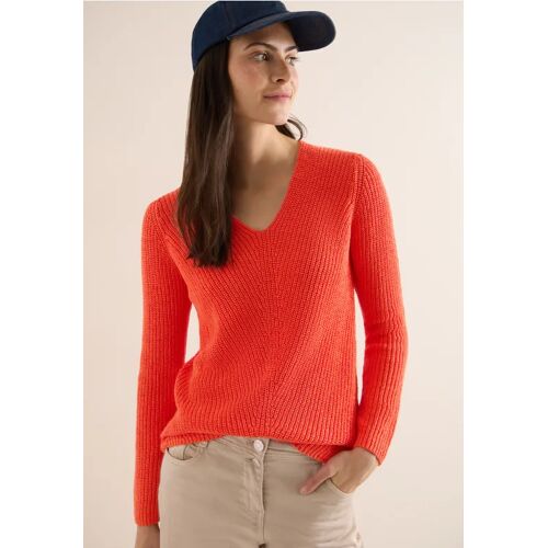 Cecil / Strukturpullover - cherry tomato orange / Orange / 75% Baumwolle/25% Polyester / XXL XS XL L M S