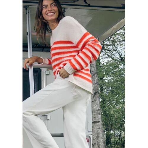 Cecil / Gestreifter Bouclé Pullover - pearl beige / Beige / 65% Baumwolle/35% Nylon / L XXL XL M