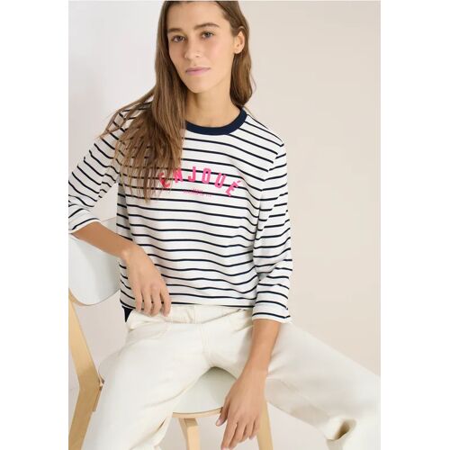 Cecil / 3/4-Arm Sweatshirt mit Streifenmuster - universal blue / Blau / 65% Baumwolle/35% Polyester / S XS L XXL XL M