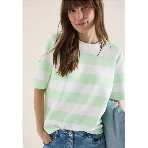 Cecil / Kurzarm Sweatshirt mit Streifen - juicy lime / Grün / 47% Viskose/45% Polyester/8% Elasthan / XL XXL XS S M L