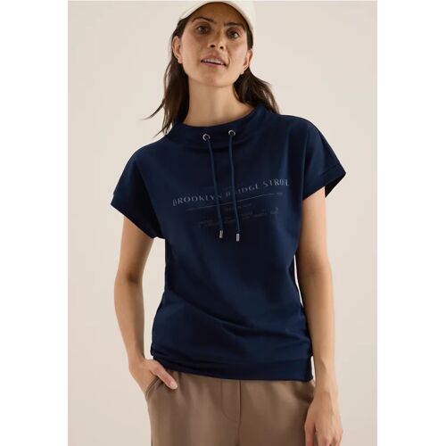 Cecil / Funnel Neck T-Shirt - urban dark blue / Blau / 83% Baumwolle/13% Modal/4% Elasthan / XXL XL S L XS M