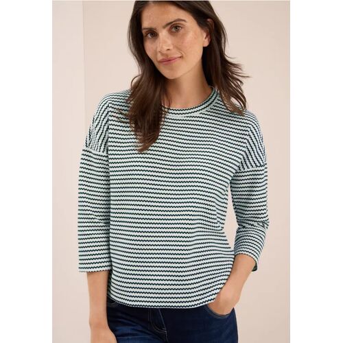 Cecil / Gestreiftes Strukturshirt - ink green / Grün / 55% Baumwolle/32% Polyester/10% Viskose/3% Elasthan / XXL M S 3XL XL L XS