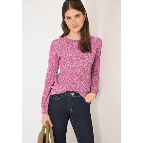 Cecil / Softes Melange Ripp-Shirt - dark blossom melange / Rosa / 40% Viskose/40% Baumwolle/17% Polyester/3% Elasthan / M L 3XL XXL XL XS