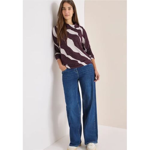 Cecil / Kuscheliges Shirt mit Muster - eggplant red melange / Rot / 67% Viskose/28% Polyester/5% Elasthan / XXL XL M L S