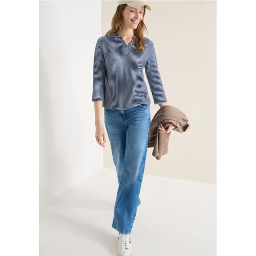 Cecil / Gestreiftes Shirt - sporty denim blue / Blau / 67% Baumwolle/33% Polyester / XS 3XL XL L XXL S M