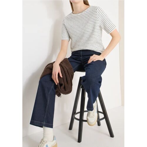 Cecil / Gestreiftes T-Shirt - vanilla white / Weiß / 92% Baumwolle/5% Polyester/3% Elasthan / XL S XS L M 3XL XXL