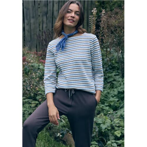 Cecil / Gestreiftes Strukturshirt - sporty denim blue / Blau / 65% Polyester/30% Viskose/5% Elasthan / L XL M XS XXL S