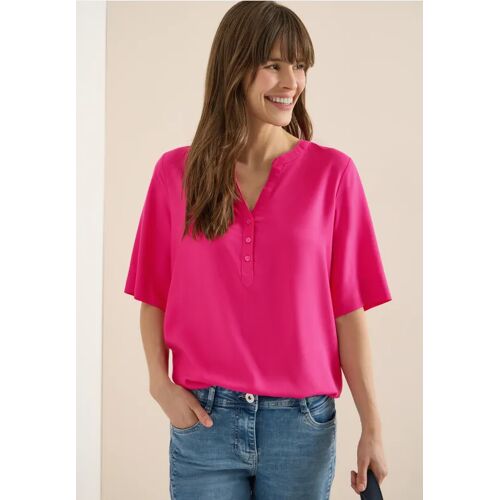 Cecil / Kurzarm Bluse mit Split Neck - beetroot pink / Pink / 100% Viskose / L XS XL XXL S M