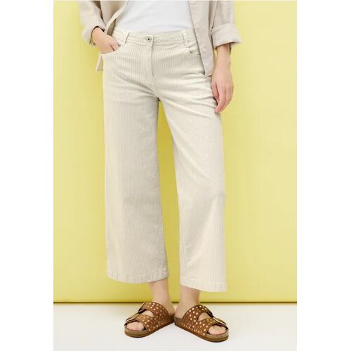 Cecil / Gestreifte Wide Leg Hose - pearl beige / Beige / 97% Baumwolle/3% Elasthan / 30 28 27 32 33 34 31 38 36 29