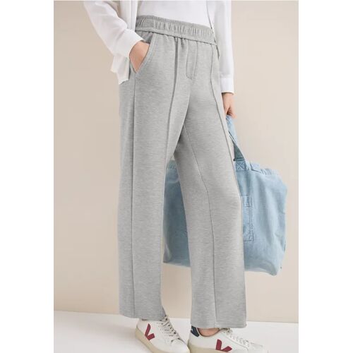 Cecil / High Waist Straight Leg Hose - milky grey melange / Grau / 50% Polyester/45% Viskose/5% Elasthan / XXL S M XL XS L XS XXL M S XL L