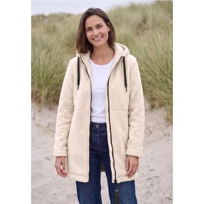 Cecil / Strukturmix Teddy-Mantel mit Kapuze - teddy vanilla white / Weiß / 100% Polyester / XS XL XXL L M S Cecil / Strukturmix Teddy-Mantel mit Kapuze - teddy vanilla white / Weiß / 100% Polyester / XS XL XXL L M S