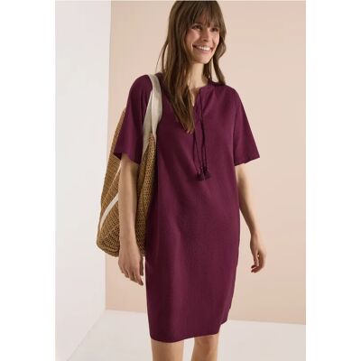 Cecil / Knielanges Kleid in Seersuckerqualität - sweet grape red / Rot / 75% Baumwolle/25% Modal / M XXL L XS XL S Cecil / Knielanges Kleid in Seersuckerqualität - sweet grape red / Rot / 75% Baumwolle/25% Modal / M XXL L XS XL S