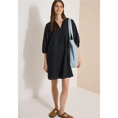 Cecil / Knielanges Kleid mit 3/4-Arm und Stickerei - Black / Schwarz / 100% Baumwolle / M XL S XXL L XS Cecil / Knielanges Kleid mit 3/4-Arm und Stickerei - Black / Schwarz / 100% Baumwolle / M XL S XXL L XS