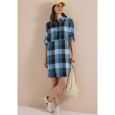 Cecil / Knielanges Kleid mit Karomuster - urban dark blue / Blau / 100% Viskose / XXL 3XL XS L XL S M Cecil / Knielanges Kleid mit Karomuster - urban dark blue / Blau / 100% Viskose / XXL 3XL XS L XL S M