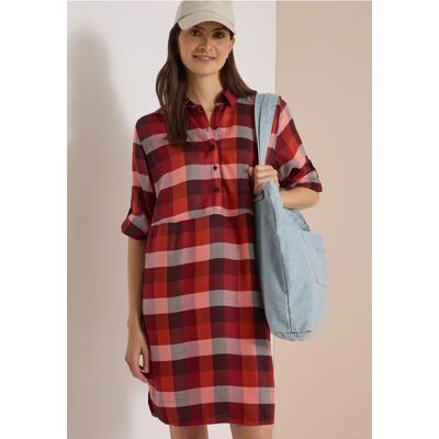 Cecil / Knielanges Kleid mit Karomuster - raw chocolate brown / Braun / 100% Viskose / L XL XS S 3XL M XXL Cecil / Knielanges Kleid mit Karomuster - raw chocolate brown / Braun / 100% Viskose / L XL XS S 3XL M XXL