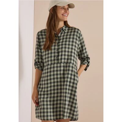 Cecil / Knielanges Kleid mit feinem Karomuster - khaki / Grün / 100% Viskose / XXL 3XL XS L XL S M Cecil / Knielanges Kleid mit feinem Karomuster - khaki / Grün / 100% Viskose / XXL 3XL XS L XL S M