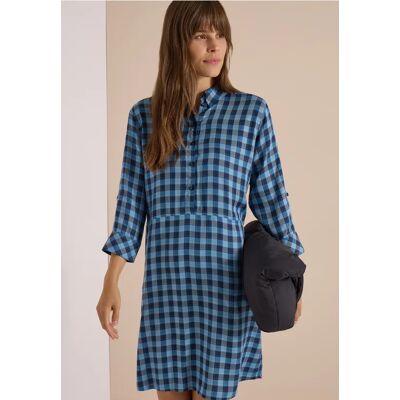 Cecil / Knielanges Kleid mit feinem Karomuster - easy blue / Blau / 100% Viskose / M S L XXL 3XL XL XS Cecil / Knielanges Kleid mit feinem Karomuster - easy blue / Blau / 100% Viskose / M S L XXL 3XL XL XS