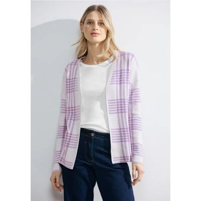 Cecil / Karierte Strickjacke - sporty lilac melange / Lila / 50% LENZING™ EcoVero/28% Polyester/22% Nylon / XXL XL M L Cecil / Karierte Strickjacke - sporty lilac melange / Lila / 50% LENZING™ EcoVero/28% Polyester/22% Nylon / XXL XL M L