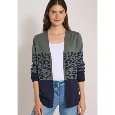 Cecil / Offener Cardigan mit Jacquard-Muster - dried olive green / Grün / 52% LENZING™ EcoVero/28% Polyester/20% Nylon / M S XL 3XL L XXL XS Cecil / Offener Cardigan mit Jacquard-Muster - dried olive green / Grün / 52% LENZING™ EcoVero/28% Polyester/20% Nylon / M S XL 3XL L XXL XS
