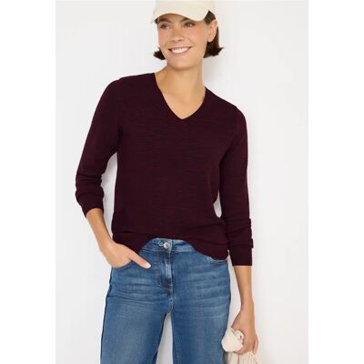 Cecil / V-Neck Pullover - eggplant red heather melange / Rot / 60% Baumwolle/40% Polyester / M L S XS Cecil / V-Neck Pullover - eggplant red heather melange / Rot / 60% Baumwolle/40% Polyester / M L S XS
