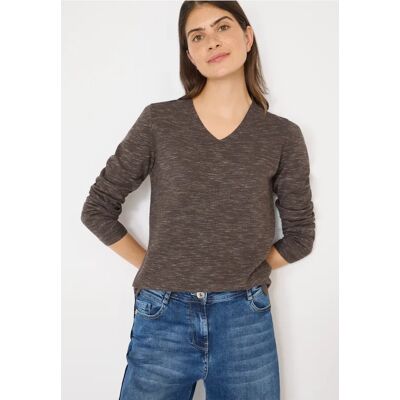 Cecil / V-Neck Pullover - mushroom taupe heather mel. / Braun / 60% Baumwolle/40% Polyester / M XS S L Cecil / V-Neck Pullover - mushroom taupe heather mel. / Braun / 60% Baumwolle/40% Polyester / M XS S L