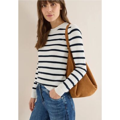 Cecil / Gestreifter Strukturpullover - universal blue / Blau / 100% Baumwolle / M XL L XXL Cecil / Gestreifter Strukturpullover - universal blue / Blau / 100% Baumwolle / M XL L XXL