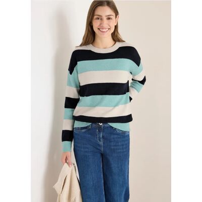 Cecil / Gestreifter Pullover - urban dark blue / Blau / 37% Baumwolle/34% Polyacrylic/26% Polyester/3% Elasthan / L M S XXL XL Cecil / Gestreifter Pullover - urban dark blue / Blau / 37% Baumwolle/34% Polyacrylic/26% Polyester/3% Elasthan / L M S XXL XL