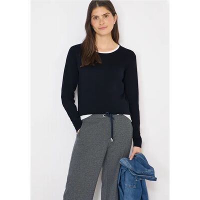 Cecil / Langarm Pullover mit Rippdetail - universal blue / Blau / 60% Baumwolle/40% Viskose / M S L XS XXL XL Cecil / Langarm Pullover mit Rippdetail - universal blue / Blau / 60% Baumwolle/40% Viskose / M S L XS XXL XL