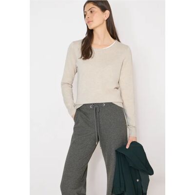 Cecil / Langarm Pullover mit Rippdetail - egg beige melange / Beige / 60% Baumwolle/40% Viskose / XXL XL M L S XS Cecil / Langarm Pullover mit Rippdetail - egg beige melange / Beige / 60% Baumwolle/40% Viskose / XXL XL M L S XS