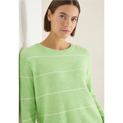 Cecil / Gestreifter Strukturpullover - bamboo green melange / Grün / 37% Baumwolle/34% Polyacrylic/26% Polyester/3% Elasthan / XL S XXL M L Cecil / Gestreifter Strukturpullover - bamboo green melange / Grün / 37% Baumwolle/34% Polyacrylic/26% Polyester/3% Elasthan / XL S XXL M L